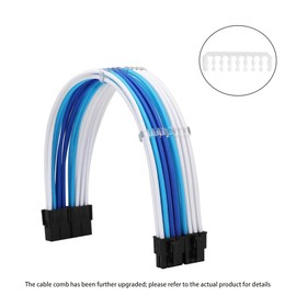 FormulaMod Sleeve Extension Power Supply Cable Kit 18AWG ATX 24P+ EPS 8-P+PCI-E8-P with Combs for PSU to Motherboard/GPU Fm-NCK3 (White Sky Blue Deep Blue)