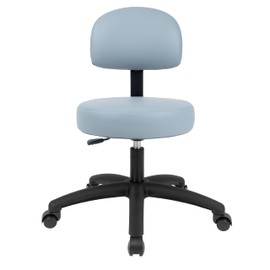 Chair Master Round Vinyl Fabric Adjustable Chair for Exam Rooms, Labs, Doctor and Dentist Offices. Easy to Clean! 17"-22" Seat Height NO FOOTRING (Self Braking, Gray)