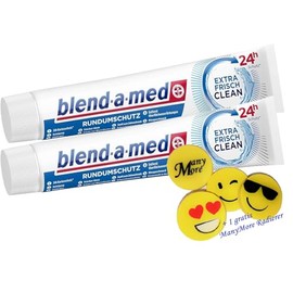 2 x Blend-a-med Extra Fresh Clean All-Round Protection Toothpaste - Each 75 ml - Toothpaste + 1 Free ManyMore Eraser