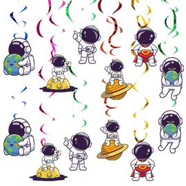 MASGY 24pcs Space Swirl Hanging Decoration, Spiral Party Supplies (Blue and white)