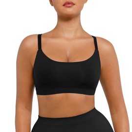 FeelinGirl Seamless Bras Wireless Bralettes for Women: No Underwire Comfort Buttery Soft Everyday Bras, Black, L