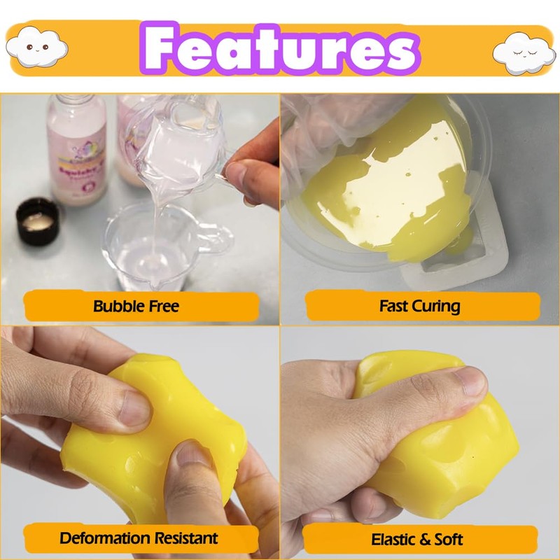 Taba Squishy Maker Squeeze Cheese Cube Silicone Gel Mold Kits