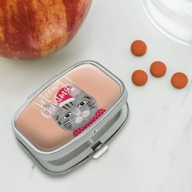 Meowy Merry Christmas Cat in Sweater and Hat Rectangle Pill Case Trinket Gift Box