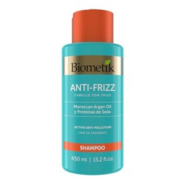 Biometik Anti-Frizz, Shampoo para Cabello con Frizz, Elimina el Frizz, Desenredo Inmediato y Máxima Hidratación, con Morrocan Argán Oíl y Proteínas de Seda, 450 ml