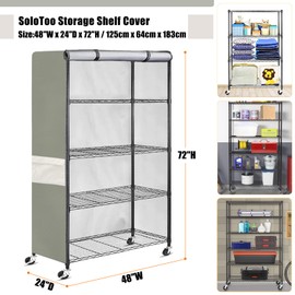 SoloToo Shelf Cover - Heavy Duty Waterproof Shelves Cover,Storage Shelving Unit Cover,Fits 48" W x 24" D x 72" H Storage Rack (Grayish Green)