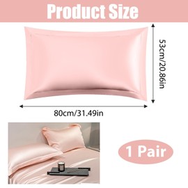 2 Stück Kissenbezug aus Seide, luxuriös und hypoallergen, hoher Komfort für Haut und Haar, 50 x 80 cm, außergewöhnliche Weichheit, Kissenbezüge aus Seide mit Umschlagsverschluss (rosa)