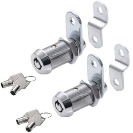WOOCH Tubular Cam Lock Cabinet Lock,Keyed Alike Removable Key, 1-1/4" Cam and Offset Cam (1-1/4 Inch 90°, Chrome Finish, 2 Pack)