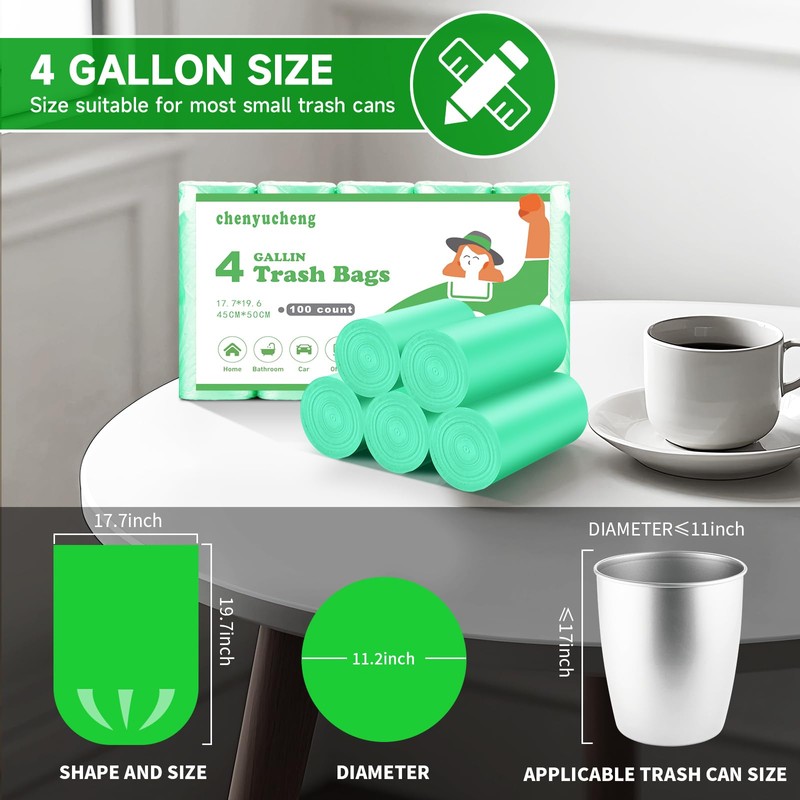 4 Gallon Small-Trash-Bag Unscented Bathroom Biodegradable - Mini Garbage Can
