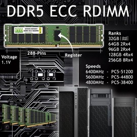 NEMIX RAM 16GB (1X16GB) DDR5 5600MHZ PC5-44800 CL46 1Rx8 1.1V 288-PIN ECC RDIMM Registered Server Memory Compatible with Dell PowerEdge R760 Rack Server