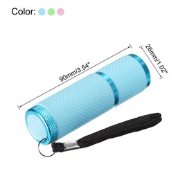 PATIKIL 9 LED Glow in Dark Flashlights, 3 Pcs Mini Aluminum Flashlight Rubber Coated Flashlight with Strap for Camping, Hiking, Party (Blue, Pink, Green)