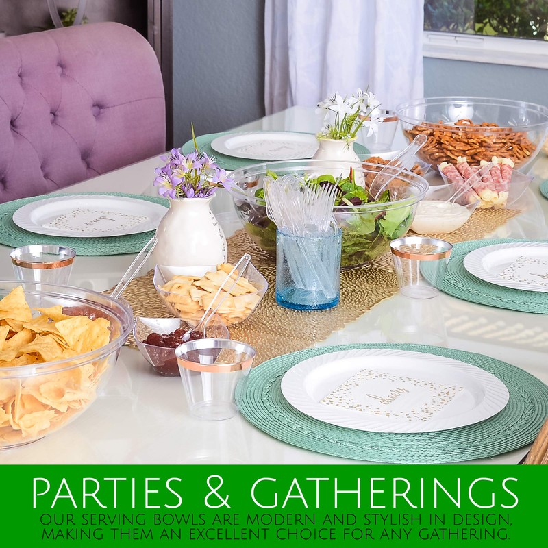 PLASTICPRO Disposable Square Serving Bowls, Party Snack or Salad Bowl,