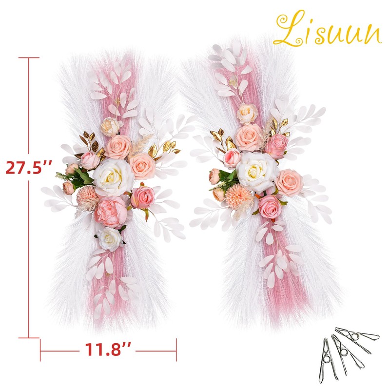 Lisuun Artificial Wedding Welcome Sign Flowers and Backdrop Swags, 2