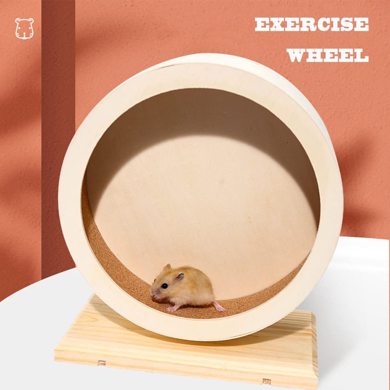 antiai Hamster Wooden Silent Wheel, Small Animal Exercise Wheel Accessories,