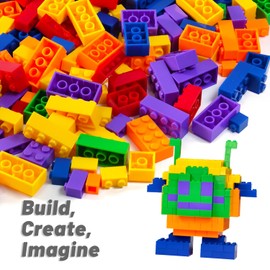 Pairez Toys Building Blocks Set, 1000 Piece Creative Small Bricks Set for Kids Stackable, 6 Classic Colors, Compatible with All Major Brands, Classic Blocks Toys for Kids Ages 4 5 6 7 8+ (Rainbow)