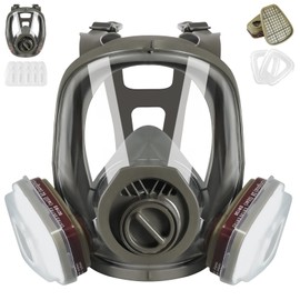 Reusable Full Face Mask, Respirator Mask, Dust Mask with Filter, Anti-Fog Mask, Gas Mask, Military for Painting, Dust, Formaldehyde, Epoxy Resin, Grinding, Cutting and Welding
