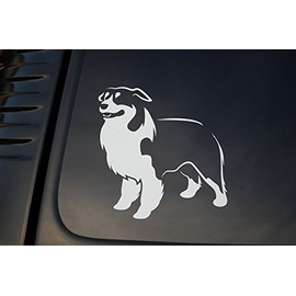 Australian Shepherd Dog Sticker Vinyl Decal Choose Color & Size!! (V179) (6.25" X 5.5", Silver)