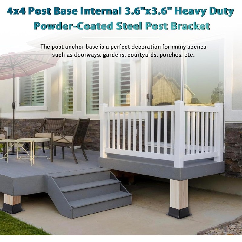 4 x 4 Post Base, Inner Size 3.6"x3.6"Deck Post Base