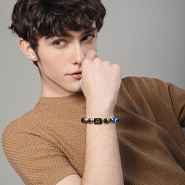 Nifsun Zodiac Triple Protection Evil Eye Bracelet for Son Husband Boyfriend Brother Man Birthday Christmas Anniversary Jewelry Gifts (Taurus, Men)