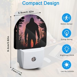 YESPOAK Vintage Bigfoot Dusk to Dawn Night Light,Auto Sensor Lamp Home Indoor Stairway Kitchen Corridor,Night Lights Plug Into Wall Decor, Boys Girls Women Men Room Gifts