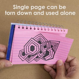 BAZIC Ruled Index Cards Book 3" X 5" 1800 Count, Spiral Bound Memo, Assorted Color Flashcards, Ruled Lined Card for Memory Reminder (50/Pack), 36-Packs