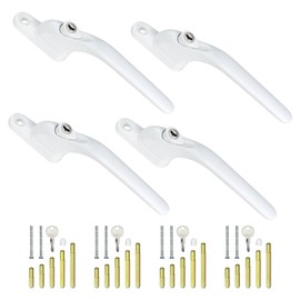 4Pcs Window Handles for UPVC Windows with 20Pcs Multi-Spindle and Keys, Universal Window Lock Replacement Window Handle, Lockable White Window Handle, 10/15/30/43/55 mm Spindle