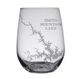 Smith Mountain Lake Map Engraved Stemless Wine Glasses (Set of 2)