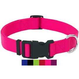 DEY - Premium Nylon Dog Collar | Adjustable | for Small and Large Dogs | Many Colours and Sizes | Dog Collar Dog Cat Puppy | Dog Collars | Cat Collar | Puppy Collar | Pink M