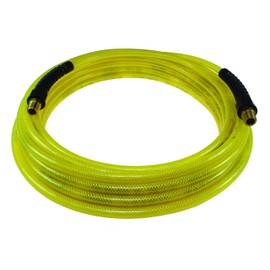 Coilhose Pneumatics PFE60254TY Flexeel Reinforced Polyurethane Air Hose, 3/8" ID, 25' Length with (2) 1/4" MPT Reusable Strain Relief Fittings, Transparent Yellow