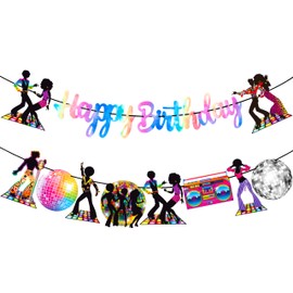 Disco Birthday Party Decoration Colorful Happy Birthday Banners 70s Disco Theme Banners for 1970s Disco Birthday Party Decorations Boogie Dancing Party Baby Shower Supplies