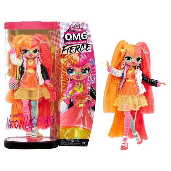 LOL Surprise OMG Fierce Fashion Doll - NEONLICIOUS - 11.5"/29cm Fashion Doll with 15 Surprises - Including Fashion Outfits, Accessories & Doll Stand - Collectable - For Kids From 3 Years