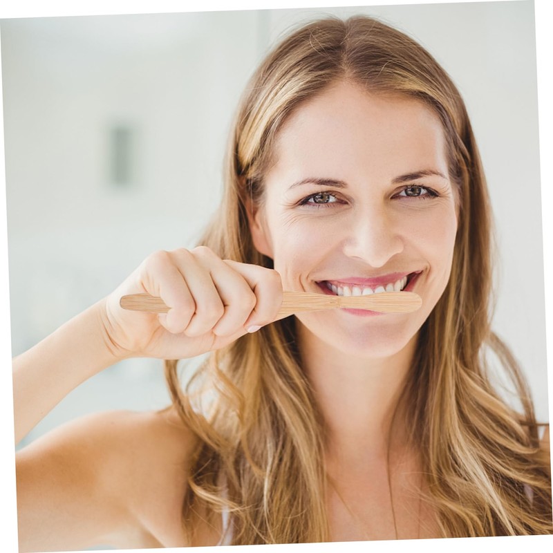IWOWHERO 2Pcs Bamboo Toothbrushes with Soft Bristles for Adults Natural