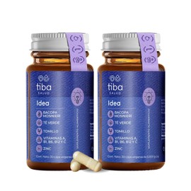 TIBA SALUD - Idea: Fórmula funcional para la concentración y la memoria - Suplemento alimenticio para ideas más brillantes, Resultados desde la primera cápsula - 30 cápsulas veganas por envase (2)