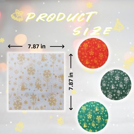 Christmas Fabric 10 PCS,Xmas Snowflake Fat Quarters Fabric Bundles 7.9 x 7.9 Inch,Christmas Green Red Sewing Material Cotton Linen Fabric Squares Patchwork for Sewing Quilting DIY Crafts