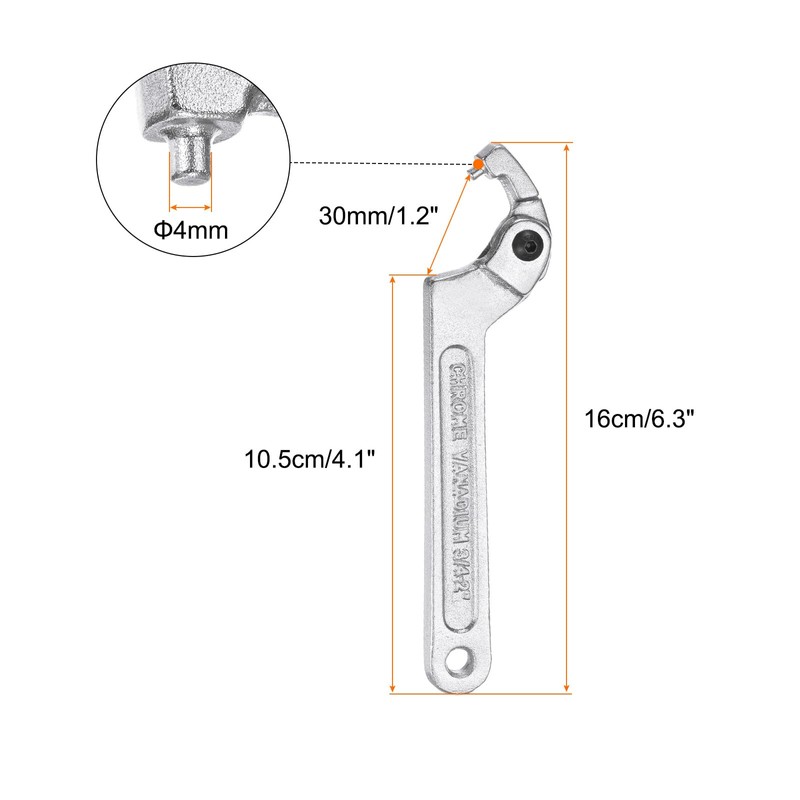 sourcing map 3/4-2"(19-51mm) C Spanner Wrench Adjustable Round Pin Spanner