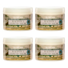 Crema Facial Placenta Y Concha Nácar 350g - Florigan® Pack 4 Todo Tipo De Piel Día/noche
