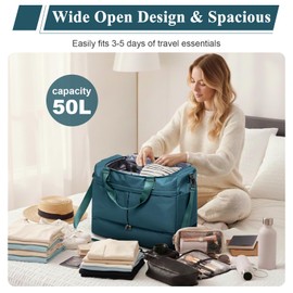 Weekender Bags for Women, Large Travel Duffle Bag with Shoe Compartment