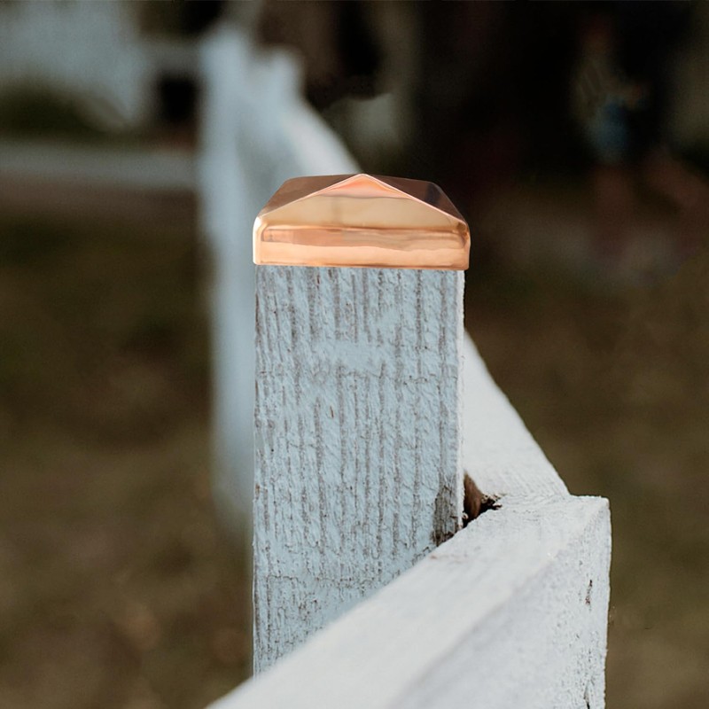 4 Pcs Copper Fence Post Caps with Screw, 4x4''(Actual 3.5x3.5'')