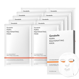 Genabelle PDRN Rejuvenating Mask Pack, 0.8 fl oz (25 ml), Highly Concentrated Ampoule Mask Sheet, Triple Hyaluronic Acid, Moisturizing, Glossy Skin, Hypoallergenic, Sensitive Skin, Korean Doctor's Cosmetics (10 Pieces)