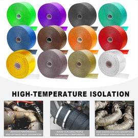 Eyaeyao Exhaust Wrap, Heat Wrap for Exhaust Pipes, Header Wrap,Exhaust Heat Wrap Roll For Motorcycle Fiberglass Heat Shield Tape With 10 Pcs Stainless Ties | Universal (Silver, 2" x 16.4')