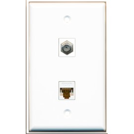 RiteAV 1 coaxial cable TV F and 1 CAT6 white Ethernet