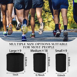 Blulu 36 Pieces Toe Tubes 0.98 Inches Cushion Tube Corn Pads for Toes Sleeves Soft Gel Protectors for Cushions Corns Blisters Calluses 3 Size(Black)