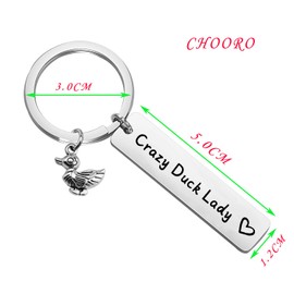 CHOORO Duck Jewelry Duck Charm Gift Mothers Day Gift for Grandma Mom Crazy Duck Lady Keychain (Crazy duck lady-keychain)