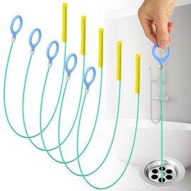 HOTUT Metal Sink Snake,5pcs Steel Snake Drain Hair Removal Tool,Hair Sink Drain Clog Remover,Plug Hole Cleaning Brush for Bathroom Sink Tub,Shower,Plumbing Drain(130CM,Green