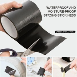 UZOU Flexible Rubberized Waterproof Tape, 4 in x 5 ft Patch & Seal Tape for Leaks, Working Underwater, Indoor Outdoor Use - Home RV Roof Plumbing and Pool Repairs, Black