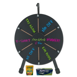 Dry Erase Wheel Spinning Wheel for Prizes - Spin The Wheel Game for Trade Shows, Corporate Functions, Fundraisers and Promotional Campaigns (Dry Erase, 21 Inch) (Chalkboard, 14 in)
