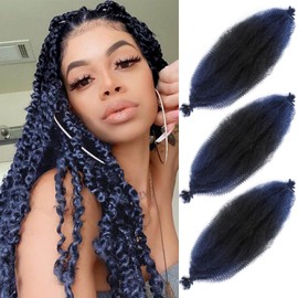 Afro Twist Hair Springy Afro Twist Hair 16 Inch 3 Packs Pre Fluffed Spring Twist Hair Pre Separated Wrapping Hair for Soft Locs Hair Extensions (16 Inch (Pack of 3), 1B/Dark Blue#)