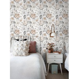 Hopepak 15.5'' x 394'' Floral Peel and Stick Wallpaper for Bedroom Modern Self Adhesive Removable Contact Paper Waterproof Vinyl Roll for Bathroom Living Room Nursery Wall Decorative