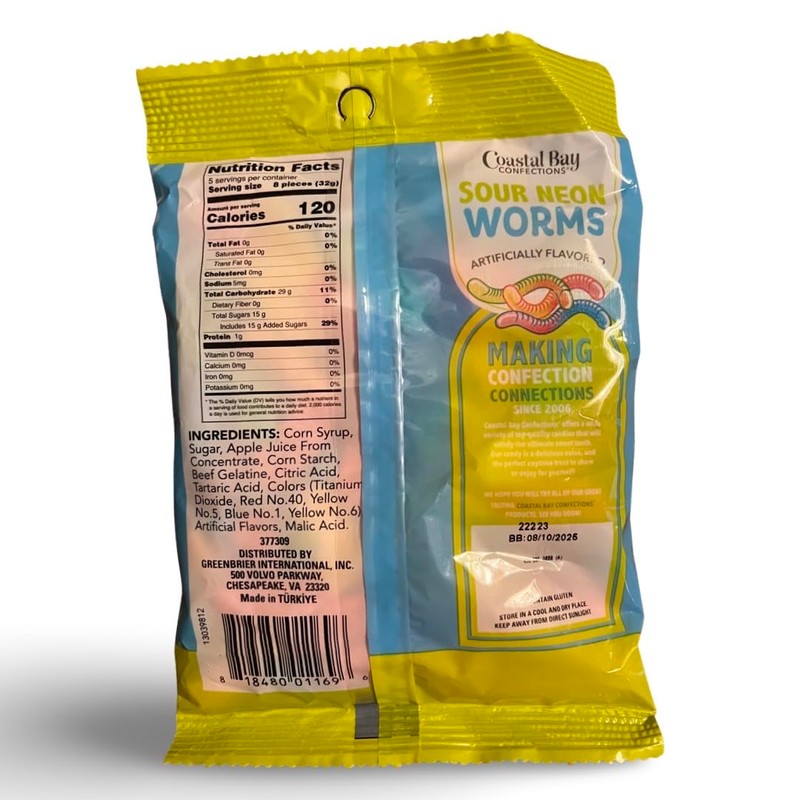 Sour Neon Gummy Worms by Coastal Bay Confections - 6