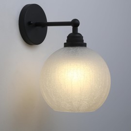 JIMUBEAM Vintage Globe Sconce Light with Ice Cracked Frosted Glass Lampshade, Industrial Hardwired Wall Light Fixtures for Bedroom Living Room Vanity Bathroom