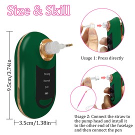 Zariocy Electric Diamond Painting Pen with Vacuum Pump – No Wax Stains, Ergonomic Dual-Use Design – Includes 4 Diamond Locators & 2 Replacement Heads – Diamond Art Accessories (Green)